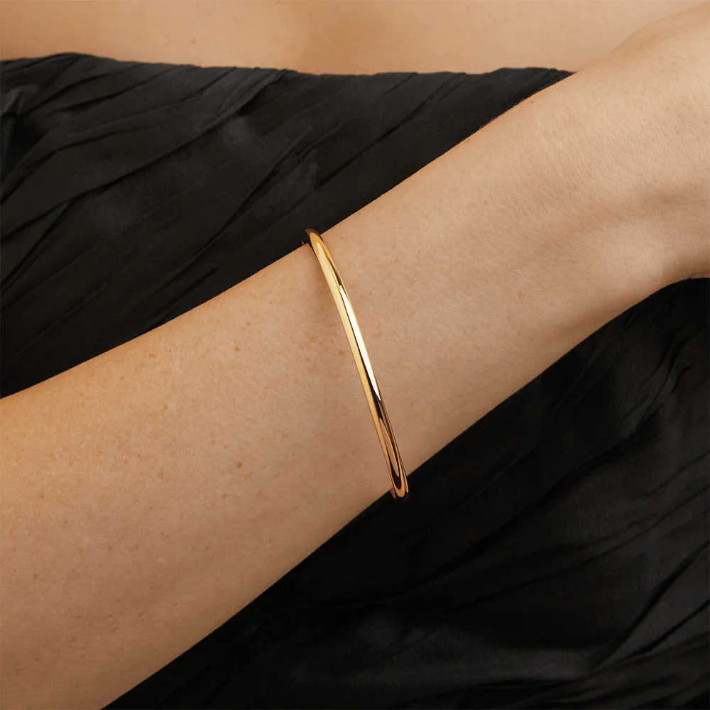 63mm Half Round 3.5mm Bangle in 9kt Yellow Bonded Gold - Image 3