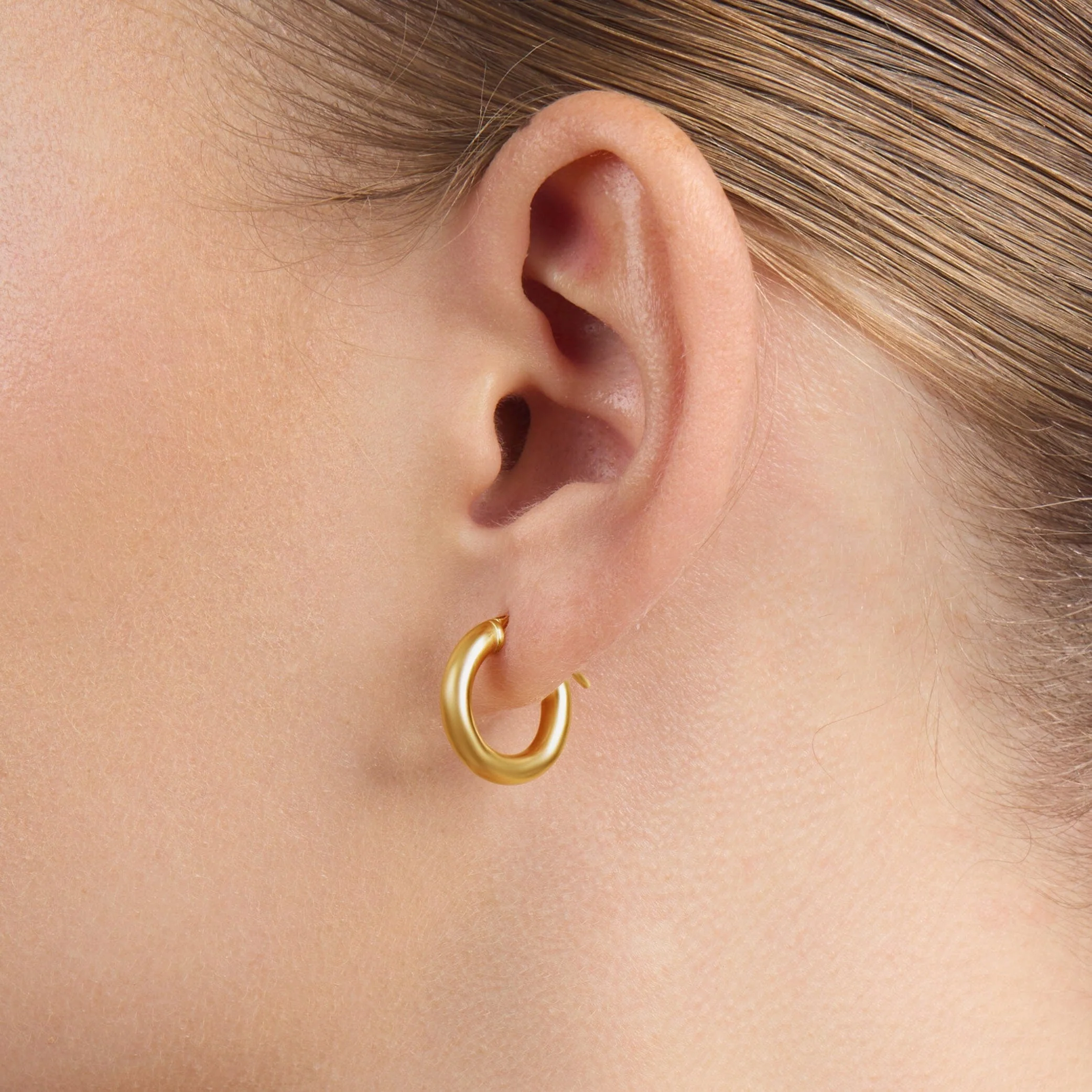 10mm Hoop Earrings in 9kt Yellow Bonded Gold - Image 3