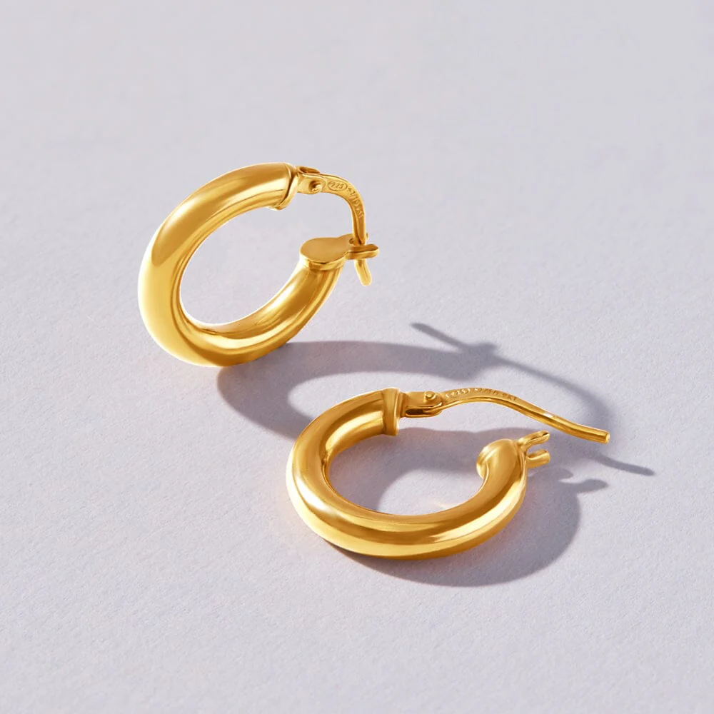 10mm Hoop Earrings in 9kt Yellow Bonded Gold - Image 4