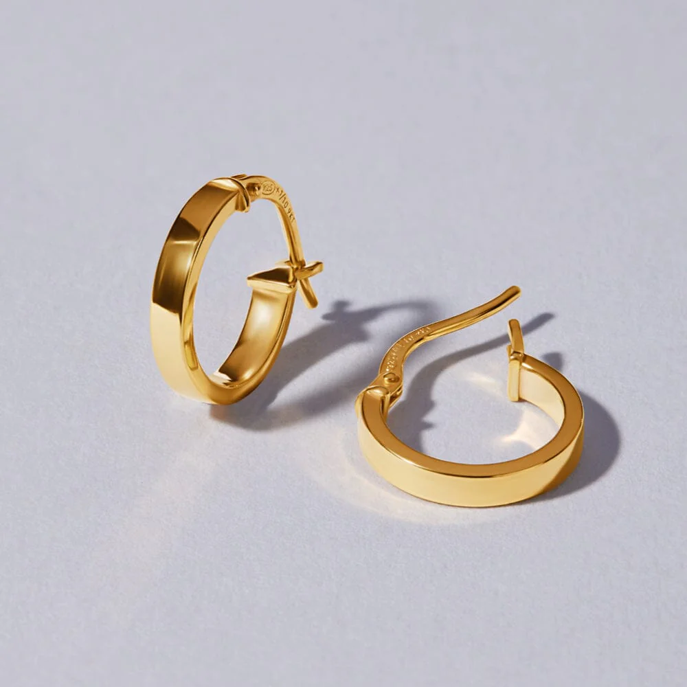 10mm Wide Hoop Earrings in 9kt Yellow Bonded Gold - Image 3