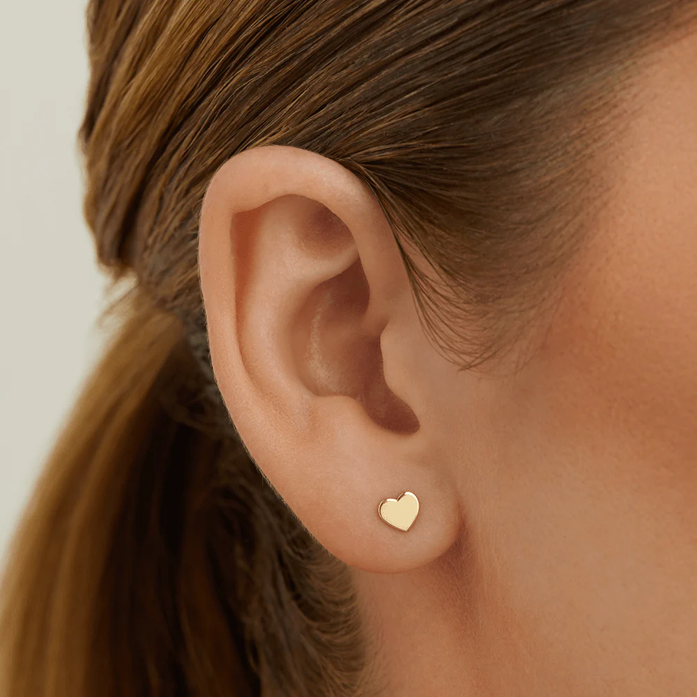 Flat Heart Studs in 9kt Bonded Gold - Image 3