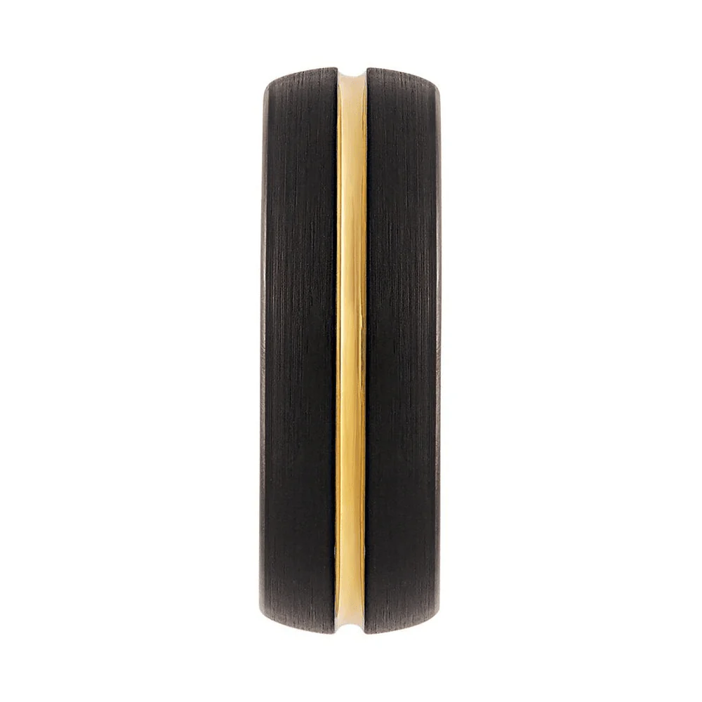 Stanton Made for Men 8mm Black Tungsten Gold Plated centre Ring - Image 3