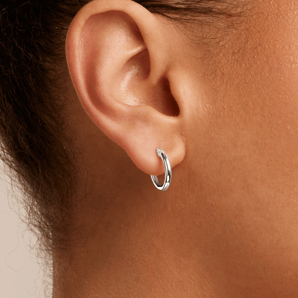 15mm Plain Hoop Earrings in Sterling Silver - Image 3