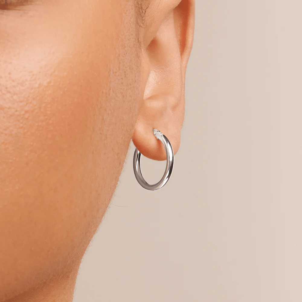 20mm Plain Hoop Earrings in Sterling Silver - Image 3