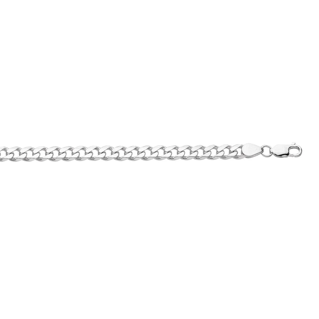60cm 6.4mm Flat Curb Chain Necklace in Sterling Silver - Image 3